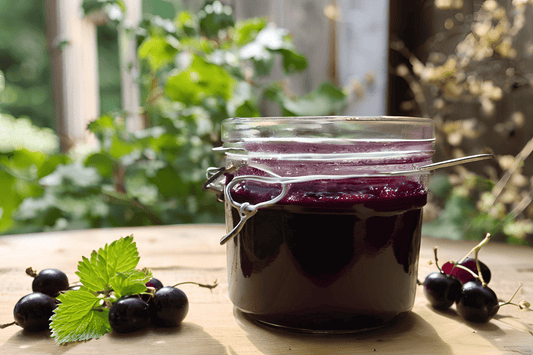 Homemade Blackcurrant Compote with Vanilla and Lemon Zest