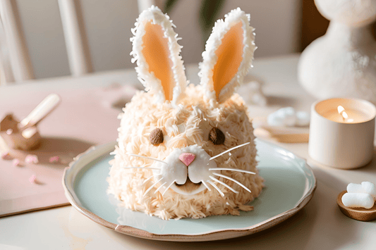 Whimsical Easter Bunny Cake with Coconut Fur and Marshmallow Ears