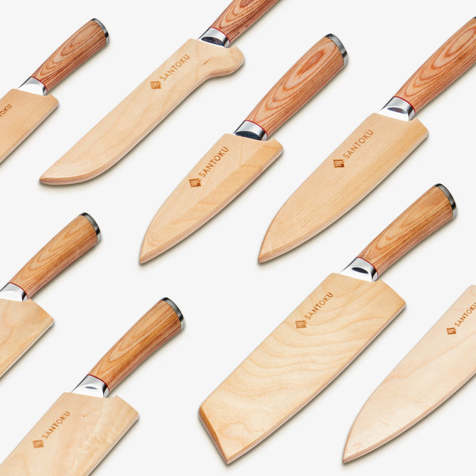 Haruta 10-Piece VG10 Japanese Damascus Steel Kitchen Knife Set with Wooden Handles & Scabbards