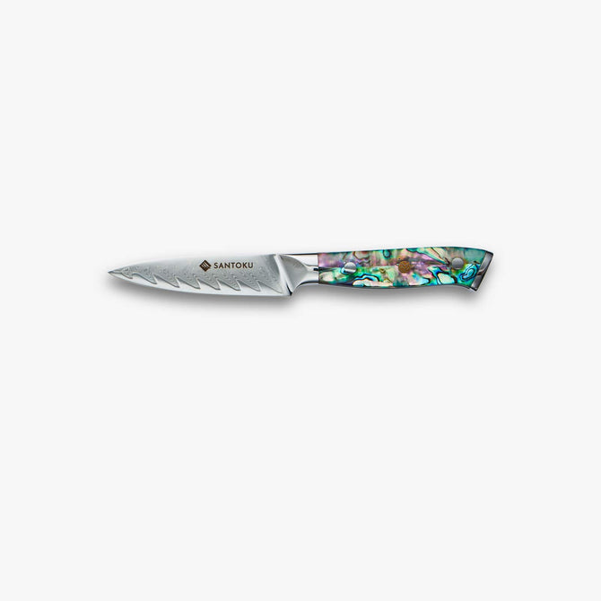 Chikashi Damascus Steel Knife Set With Abalone Handle